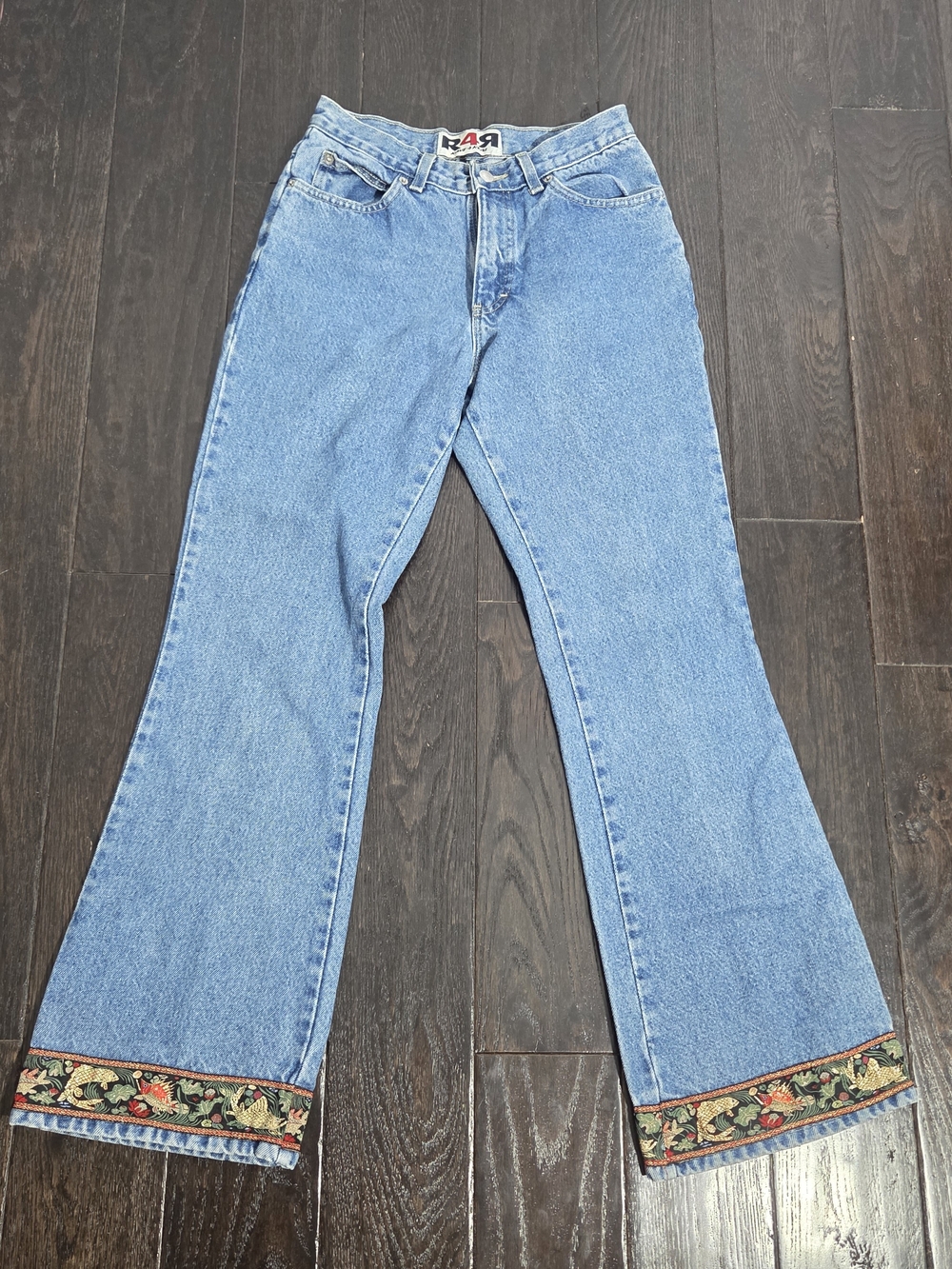 R4R Rave 4 Real Ankle Jeans Fish Motif Blue Vintage Y2K High-rise Women's Size 7